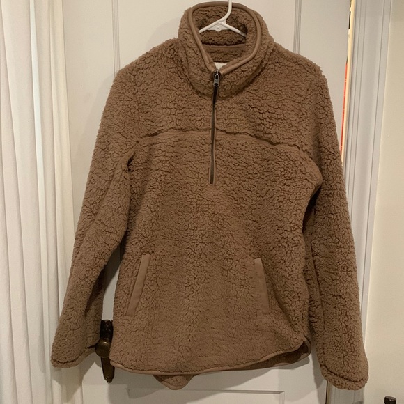 Abercrombie Sherpa Half-Zip Elevated Trim Sweatshirt - Picture 2 of 4